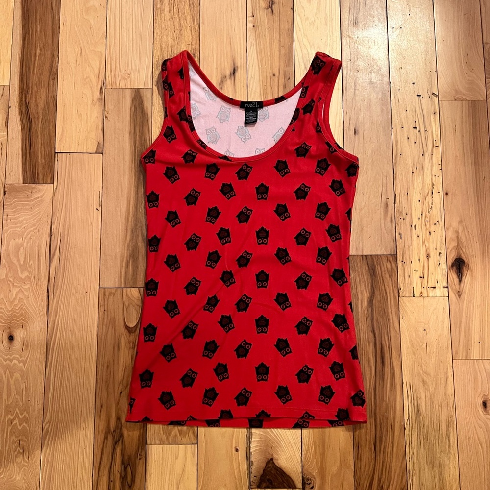 Red Owl Print Tank Top